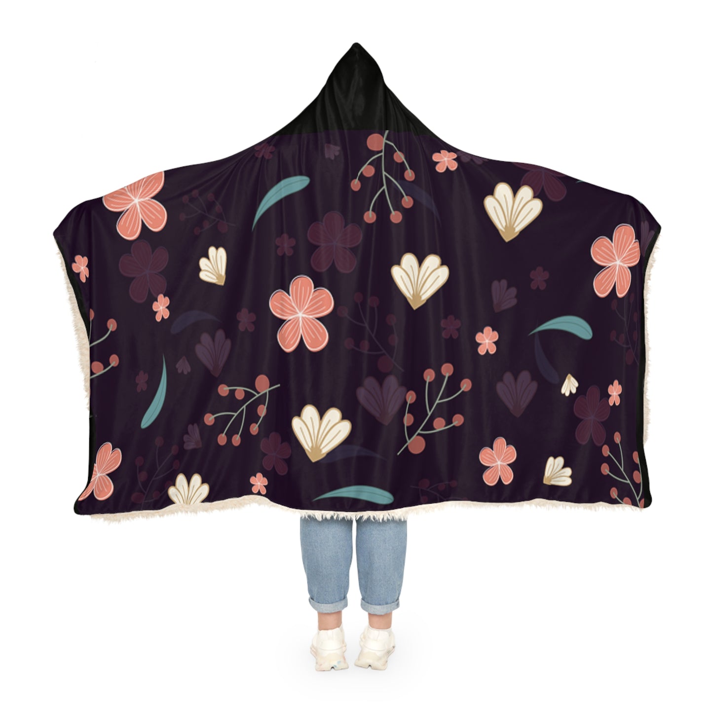 Cozy Floral Snuggle Hoodie Blanket | Soft Throw for Relaxation, Gifting, Home Decor, Movie Nights, and Cozy Celebrations