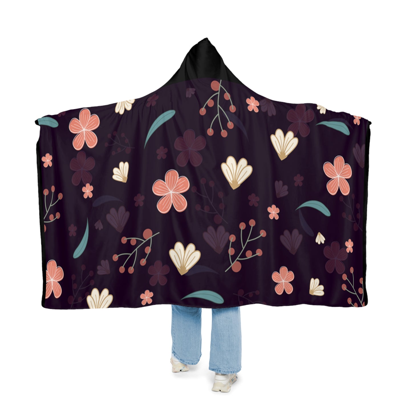 Cozy Floral Snuggle Hoodie Blanket | Soft Throw for Relaxation, Gifting, Home Decor, Movie Nights, and Cozy Celebrations