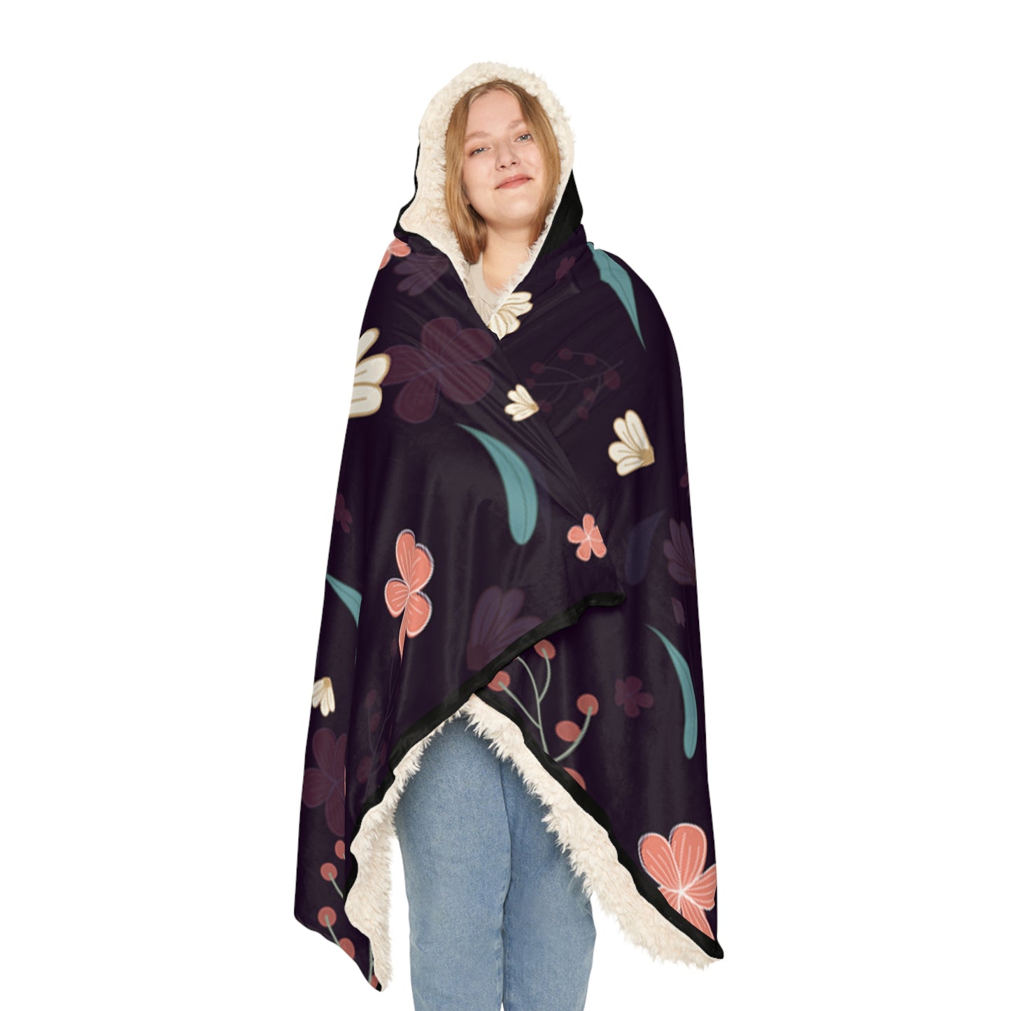 Cozy Floral Snuggle Hoodie Blanket | Soft Throw for Relaxation, Gifting, Home Decor, Movie Nights, and Cozy Celebrations