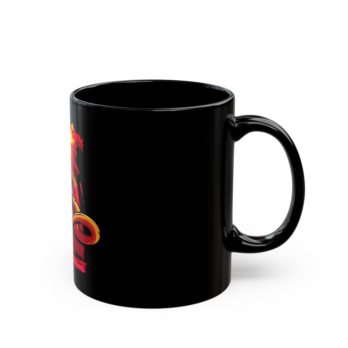 Dragon & Warrior Black Coffee Mug - Mythical Tea Cup, Unique Gift for Gamers, Fantasy Lovers, Art Collectors, Dragon Appreciation