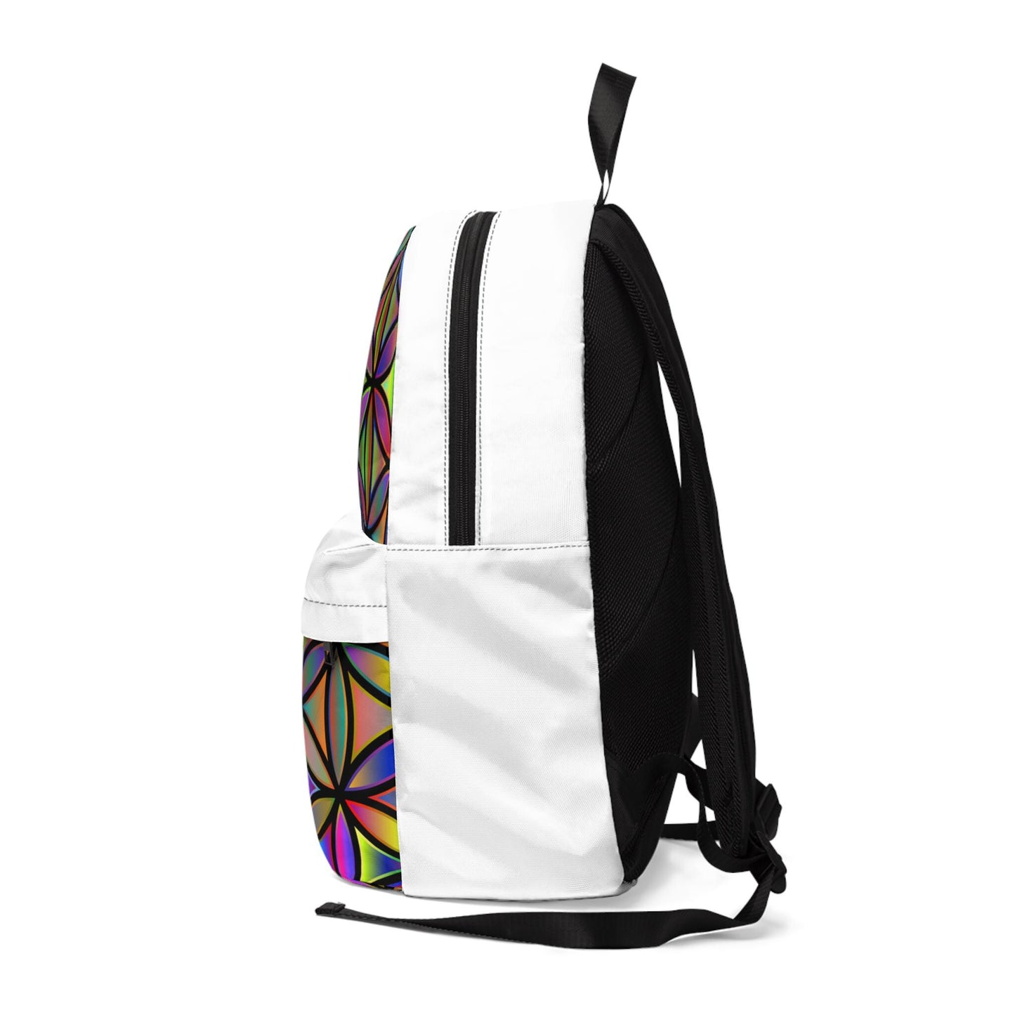 Holographic, Geometric Backpack | Unisex Classic Daypack for School, Office, Travel, Festival, Eco-Friendly Bag, Stylish Gift