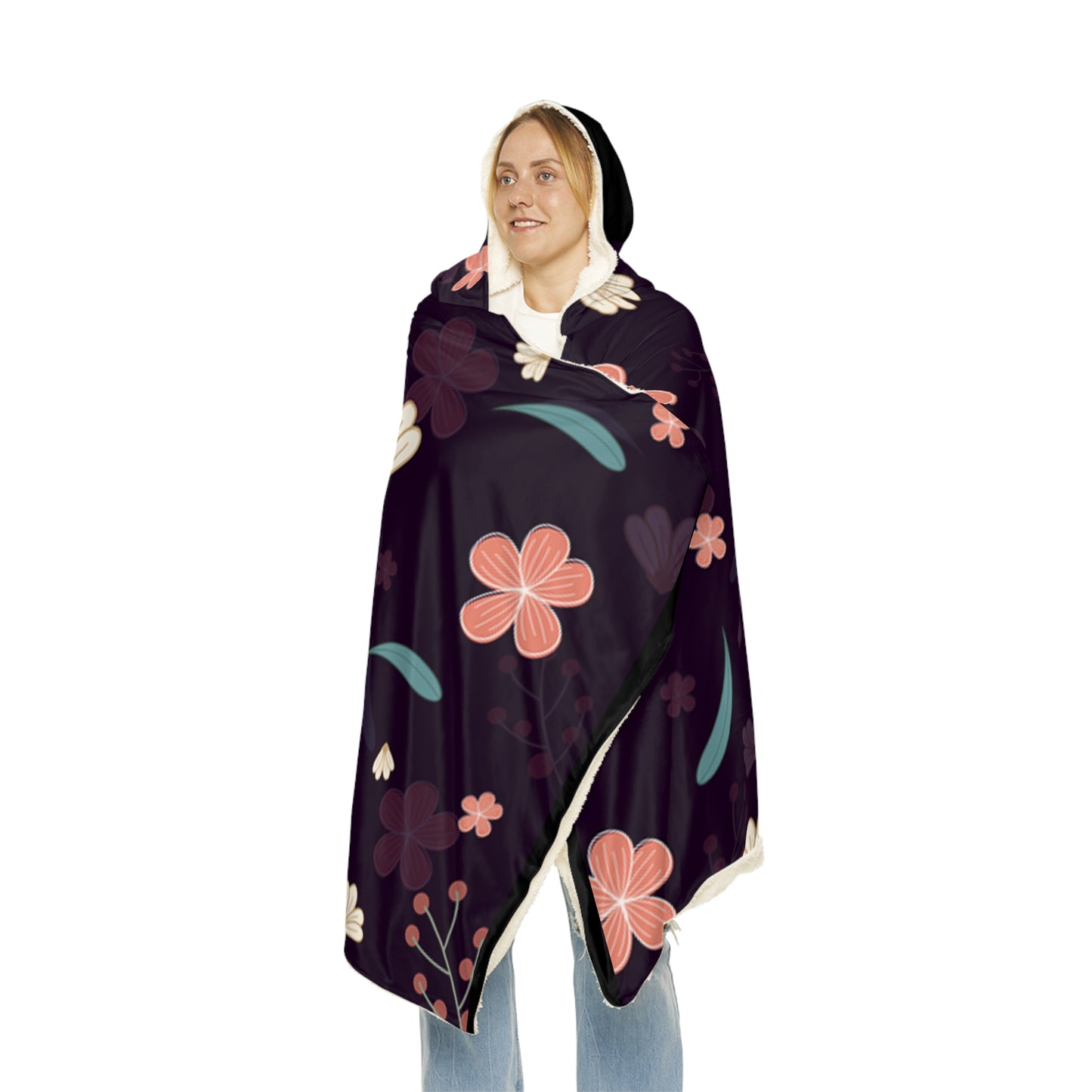 Cozy Floral Snuggle Hoodie Blanket | Soft Throw for Relaxation, Gifting, Home Decor, Movie Nights, and Cozy Celebrations