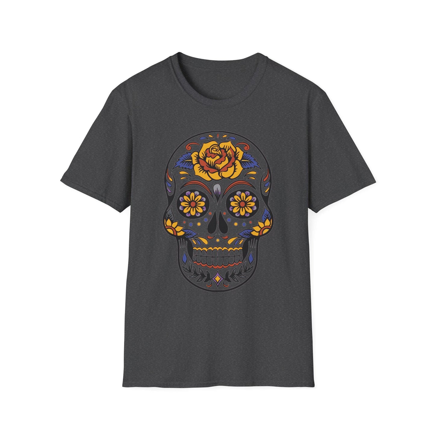 Skull Floral Unisex T-Shirt | Boho Tee, Day of the Dead Gift, Casual Wear, Festival Apparel, Vintage Style Shirt