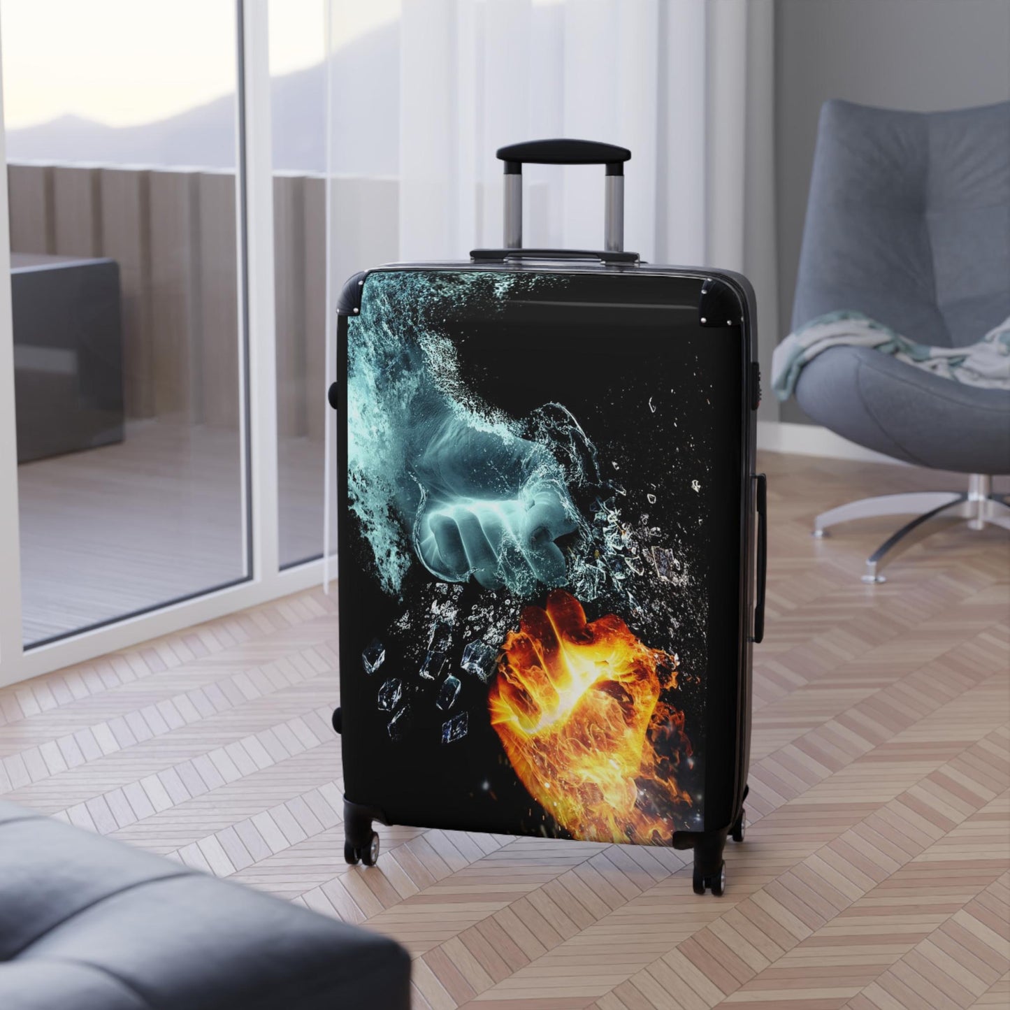 Fire and Ice Suitcase - Unique Travel Luggage, Stylish Spinner, Adventure Gear, Gift for Travelers, Vacation Essentials