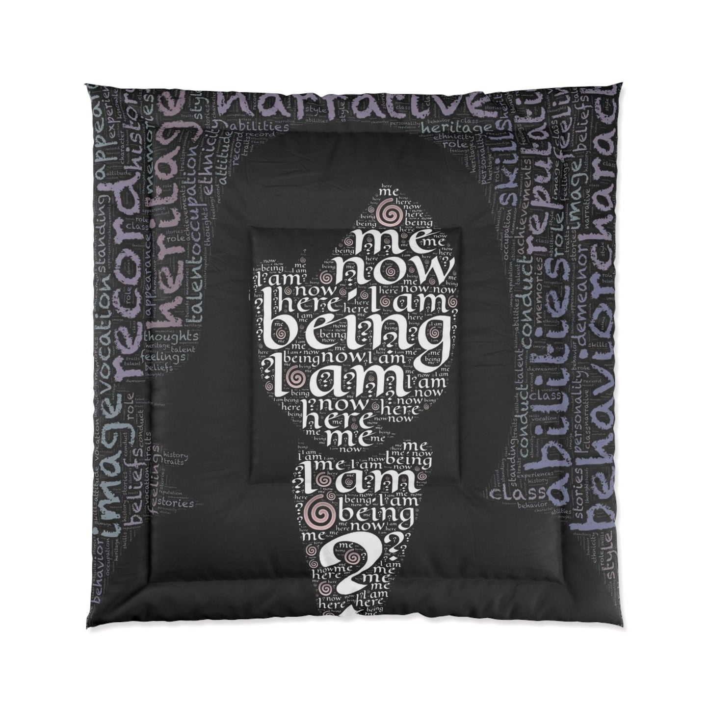 Who an I? Comforter with Motivational Quotes, Cozy Bedding for Home Decor, Perfect for Self-Care, Gifts for Him/Her, Bedroom Makeover