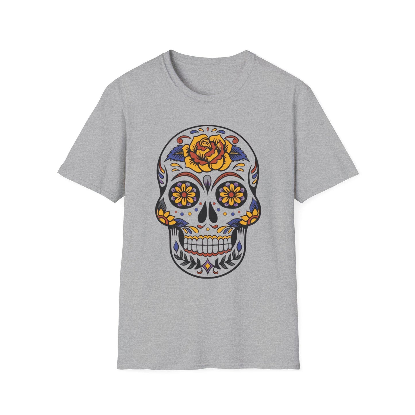Skull Floral Unisex T-Shirt | Boho Tee, Day of the Dead Gift, Casual Wear, Festival Apparel, Vintage Style Shirt