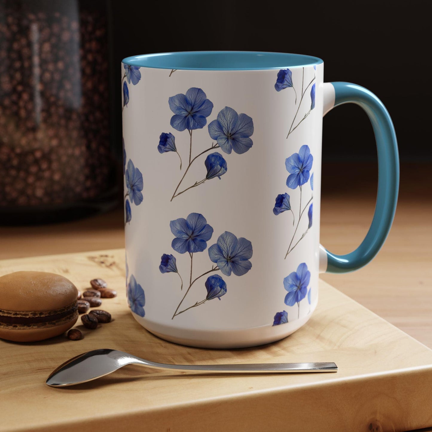 Blooming Blue Floral Coffee Mug for Nature Lovers, Gift for Her, Flower Mug, Home Decor, Housewarming Gift, Cute Tea Cup