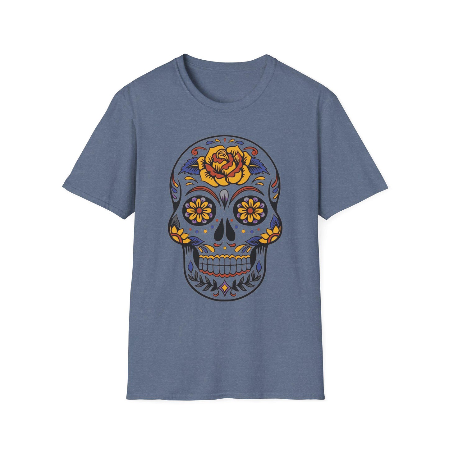 Skull Floral Unisex T-Shirt | Boho Tee, Day of the Dead Gift, Casual Wear, Festival Apparel, Vintage Style Shirt