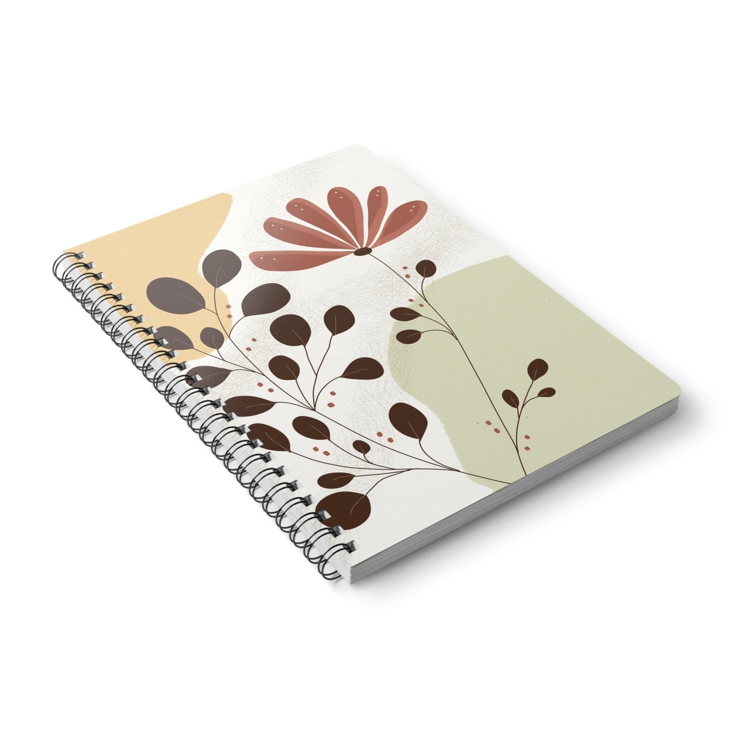Artistic A5 Wirobound Notebook, Floral Journal for Note Taking, Sketching, Doodling, Gift for Writers, Nature Lovers, School Supplies