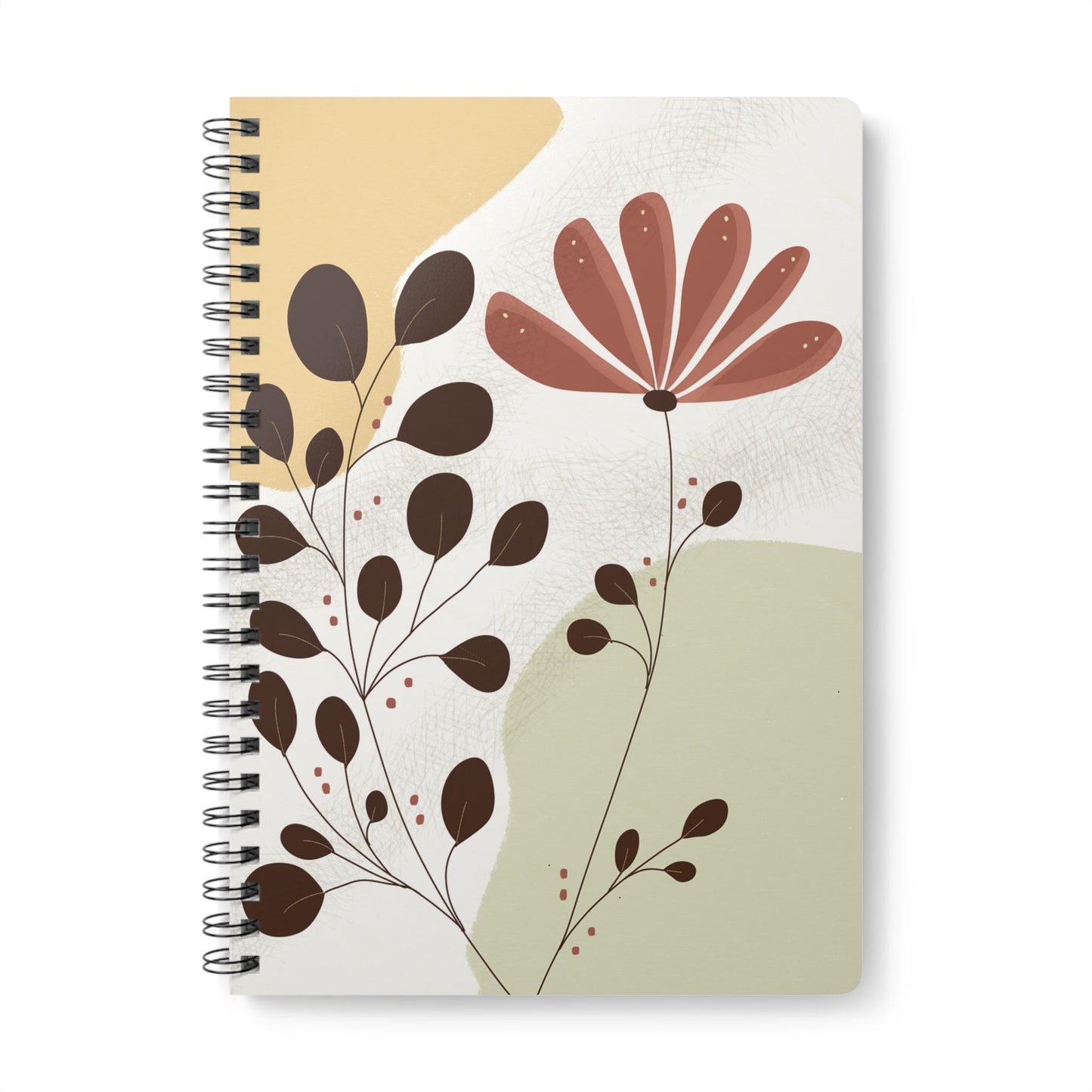 Artistic A5 Wirobound Notebook, Floral Journal for Note Taking, Sketching, Doodling, Gift for Writers, Nature Lovers, School Supplies