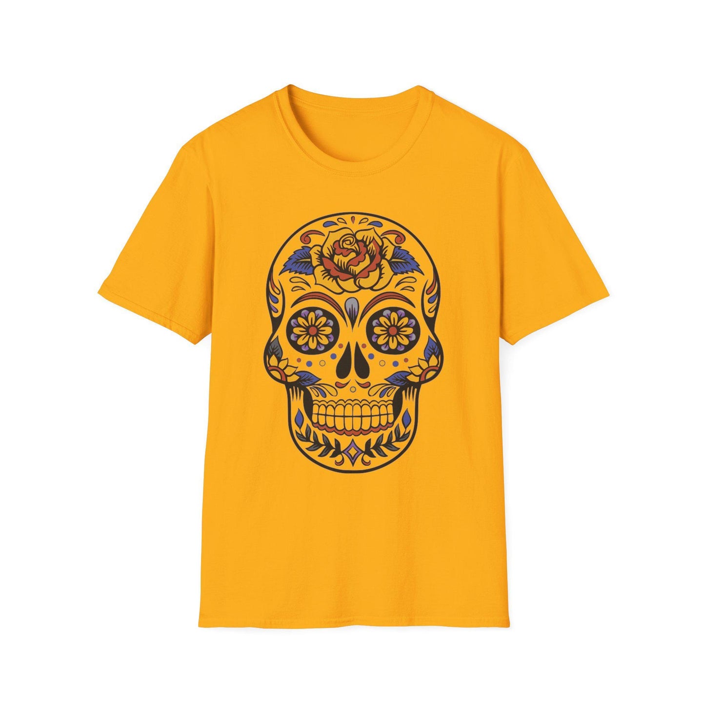 Skull Floral Unisex T-Shirt | Boho Tee, Day of the Dead Gift, Casual Wear, Festival Apparel, Vintage Style Shirt