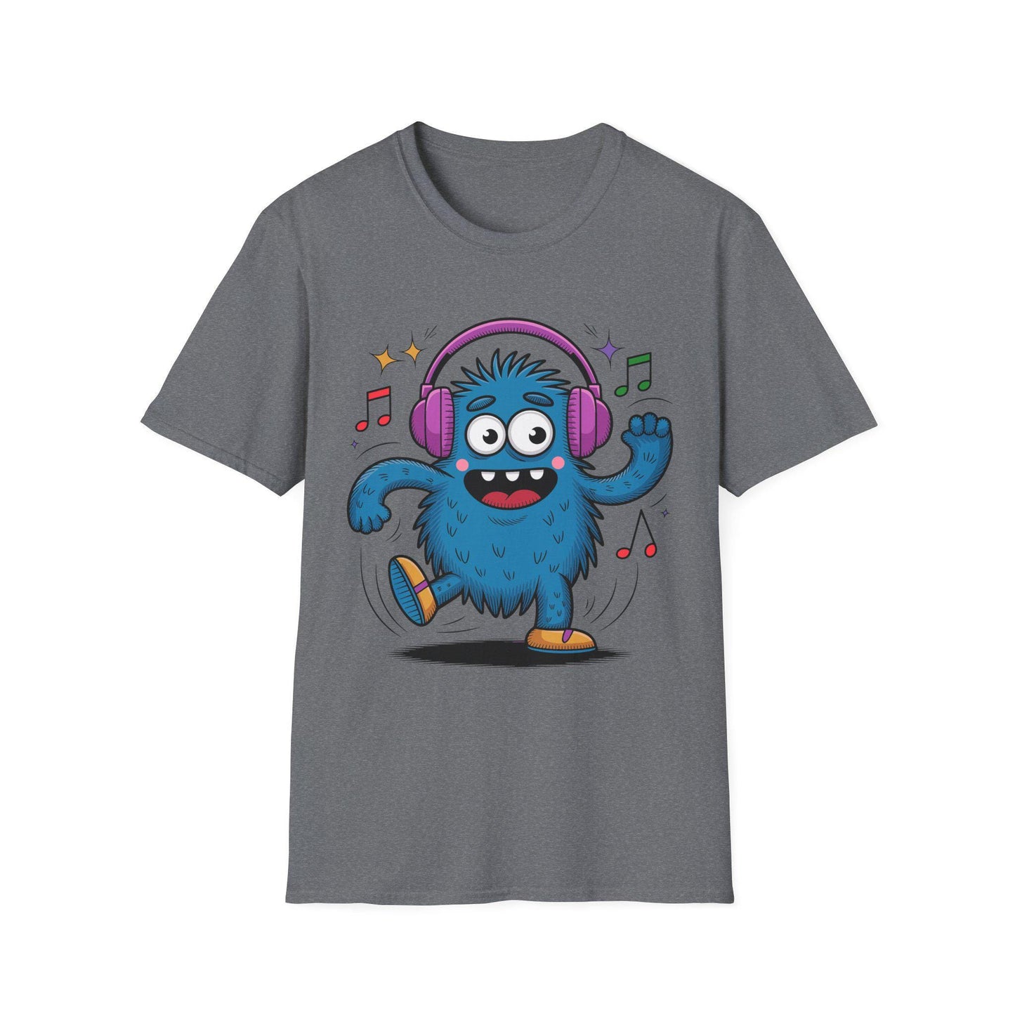 Dancing Monster Music T-Shirt - Fun Graphic Tee for Kids and Adults, Perfect Gift for Music Lovers, Parties, or Casual Wear