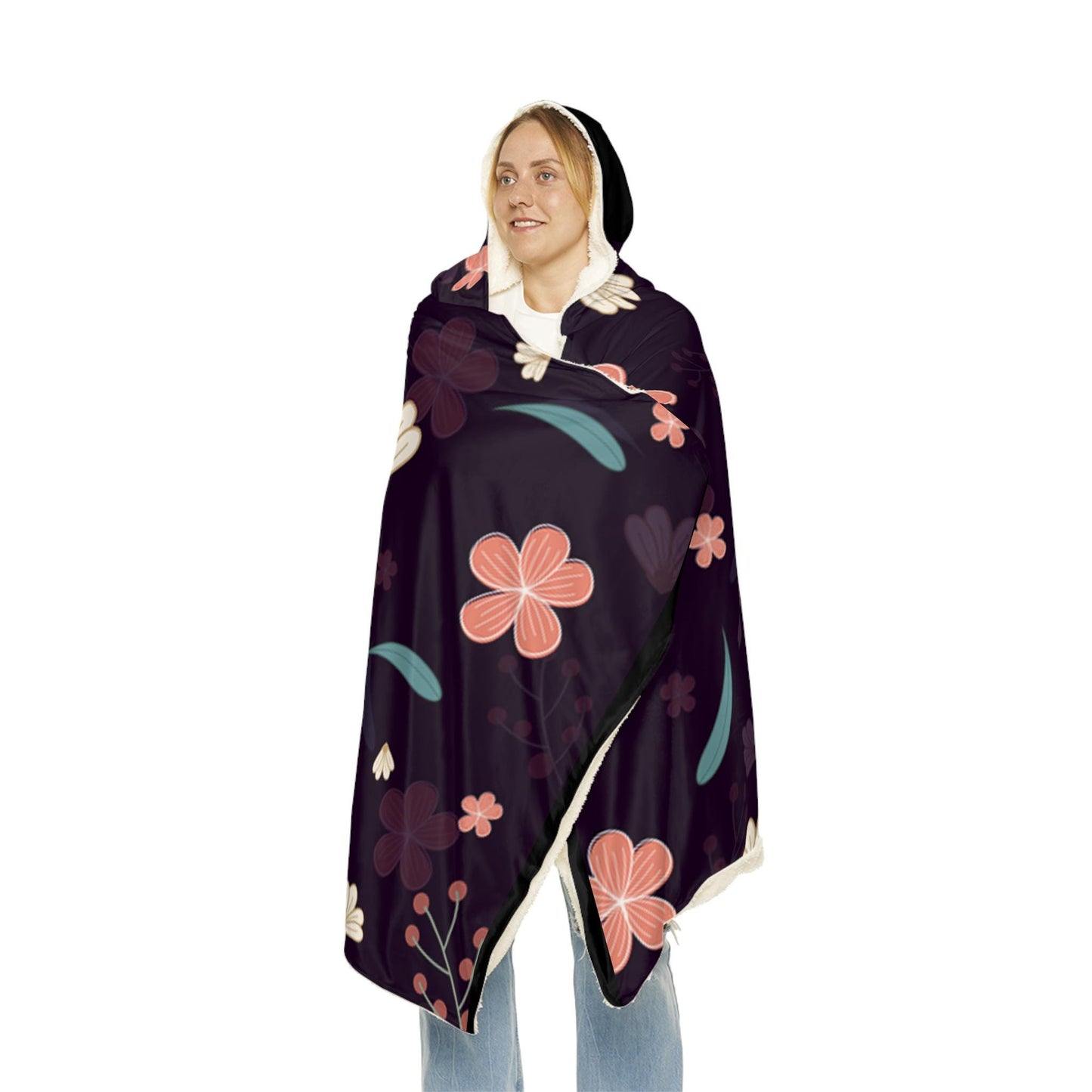 Cozy Floral Snuggle Hoodie Blanket | Soft Throw for Relaxation, Gifting, Home Decor, Movie Nights, and Cozy Celebrations
