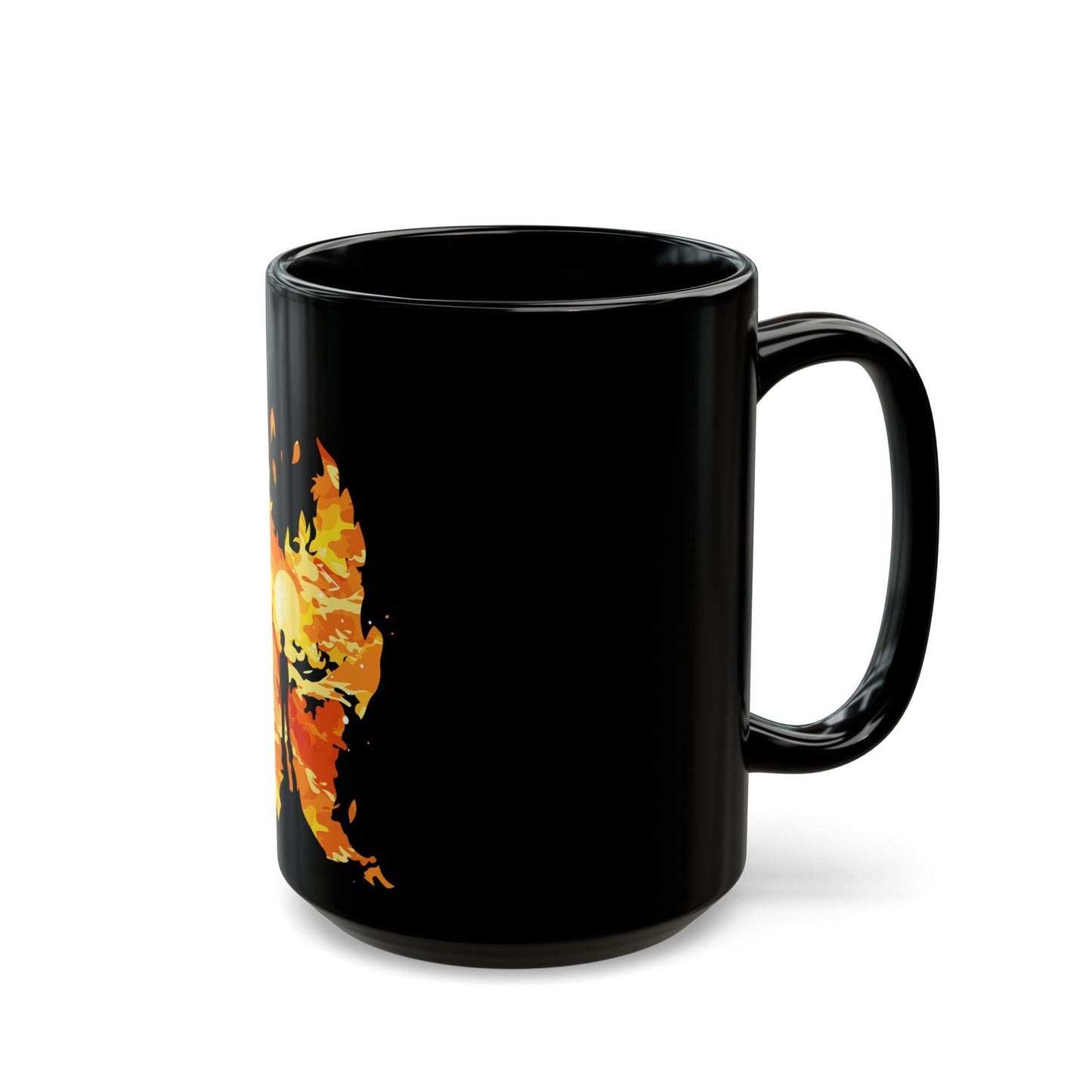 Black Mug with Vibrant Sunset Design, Cozy Coffee Cup, Perfect for Tea Lovers, Gift for Nature Lovers, Inspirational Drinkware