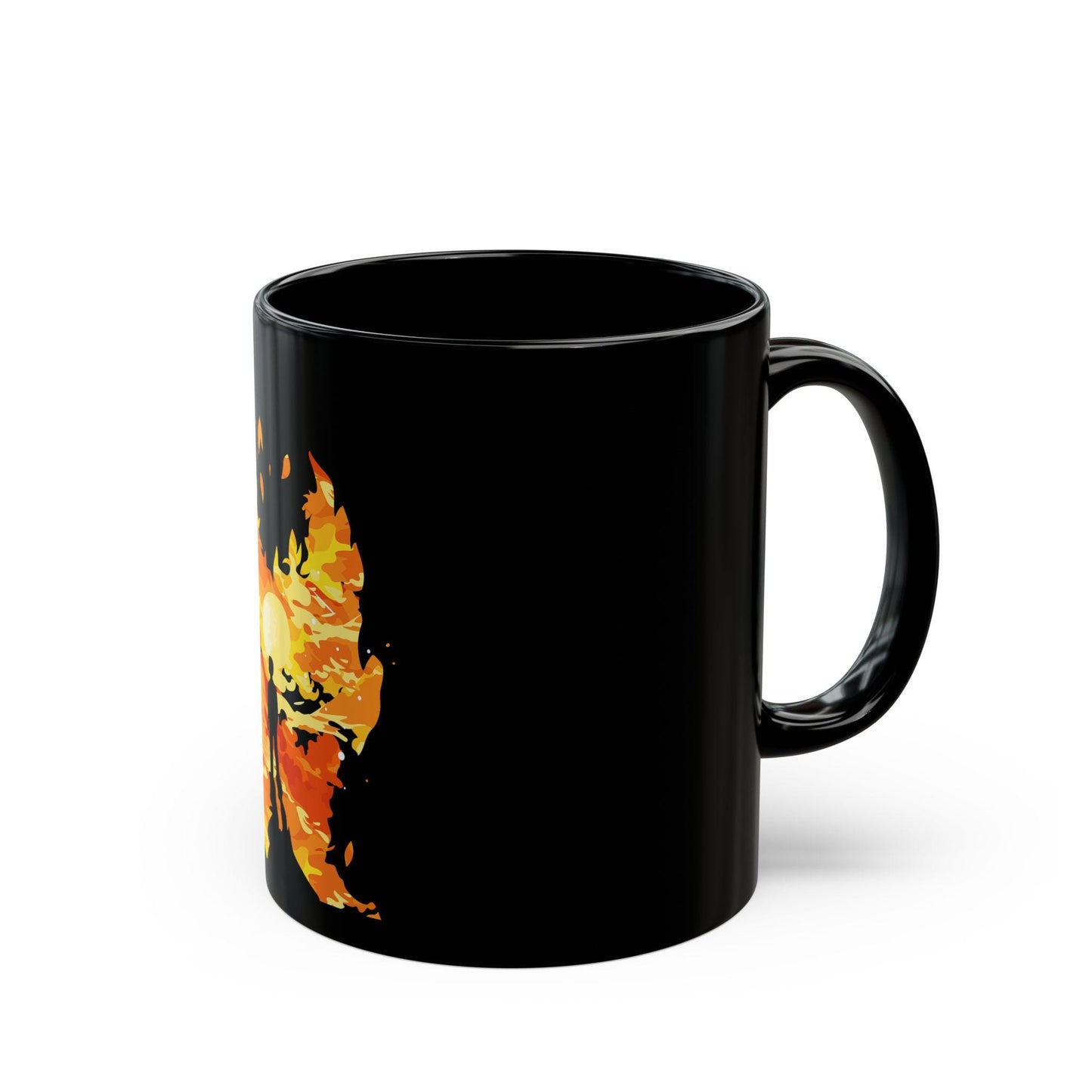 Black Mug with Vibrant Sunset Design, Cozy Coffee Cup, Perfect for Tea Lovers, Gift for Nature Lovers, Inspirational Drinkware
