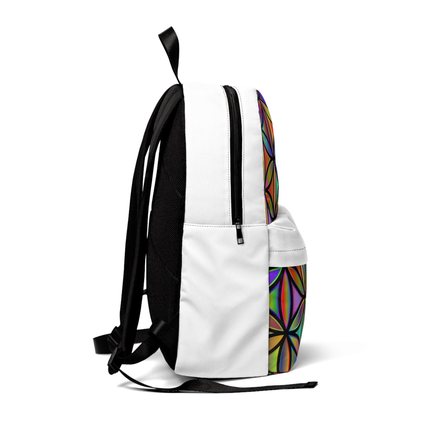 Holographic, Geometric Backpack | Unisex Classic Daypack for School, Office, Travel, Festival, Eco-Friendly Bag, Stylish Gift