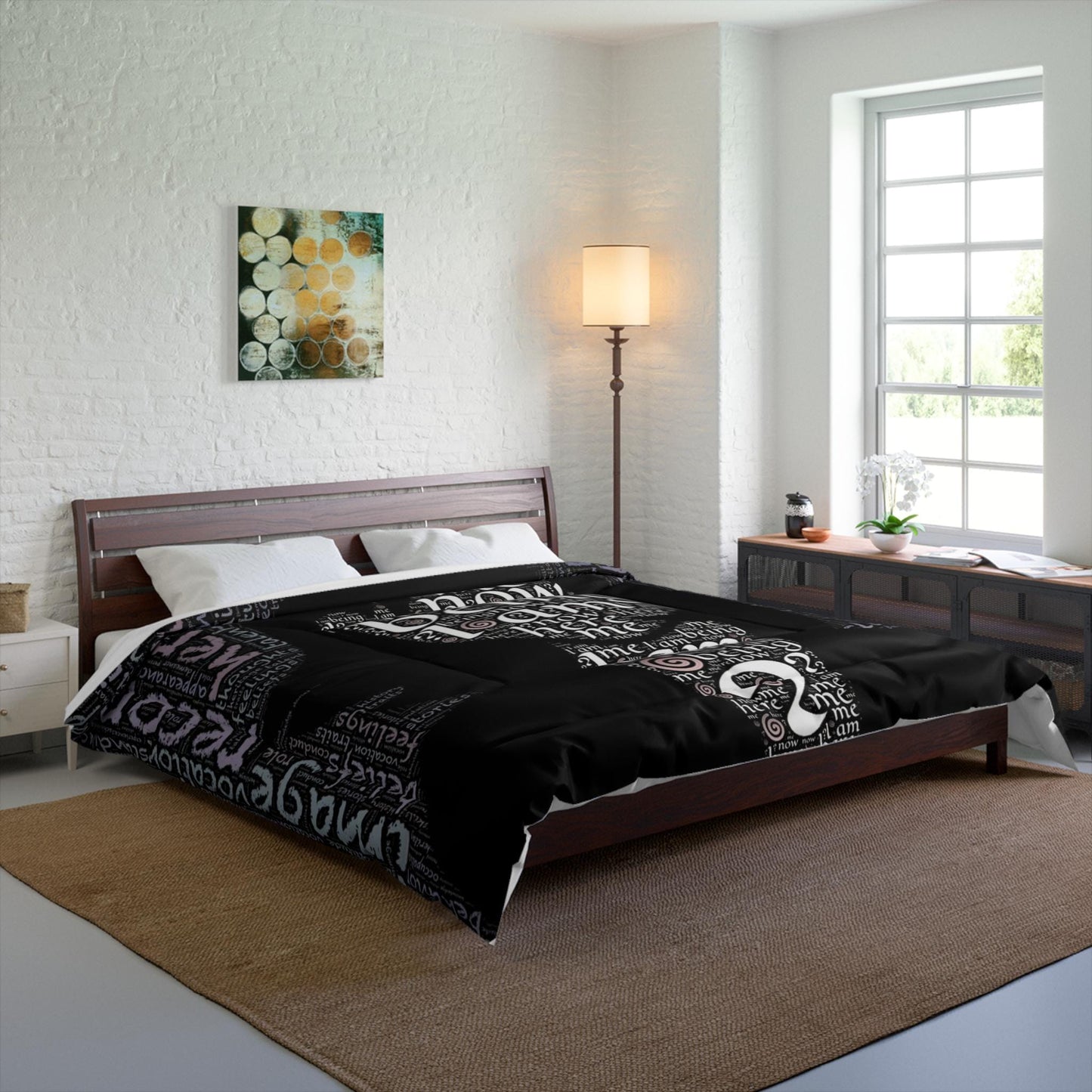 Who an I? Comforter with Motivational Quotes, Cozy Bedding for Home Decor, Perfect for Self-Care, Gifts for Him/Her, Bedroom Makeover