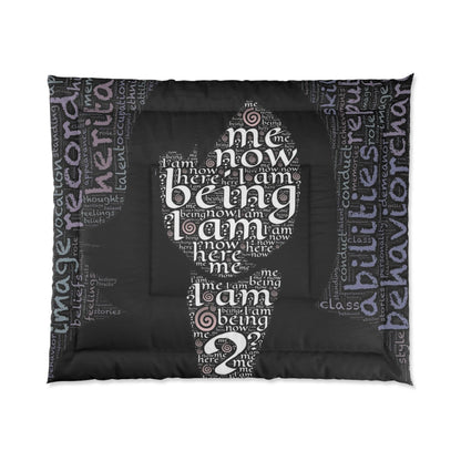 Who an I? Comforter with Motivational Quotes, Cozy Bedding for Home Decor, Perfect for Self-Care, Gifts for Him/Her, Bedroom Makeover