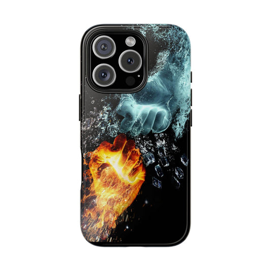 iPhone 16, 16 Pro, 16 Plus, 16 Pro Max Fire & Ice Design back Phone Cases - Tough case