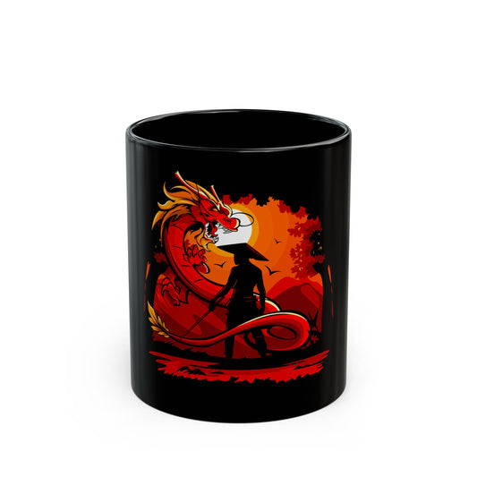 Mystical Dragon Black Mug - Perfect Gift for Fantasy Lovers, Unique Coffee Cup, Dragon Art Ceramic Mug, Ideal for Home or Office, Great for
