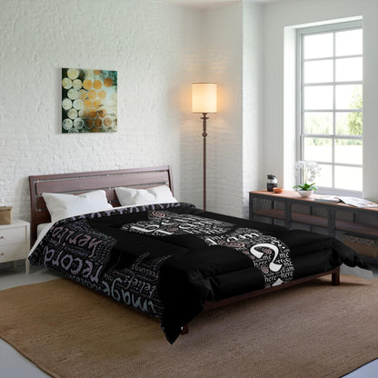 Who an I? Comforter with Motivational Quotes, Cozy Bedding for Home Decor, Perfect for Self-Care, Gifts for Him/Her, Bedroom Makeover