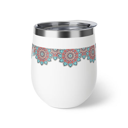 Insulated Copper Travel Mug with Floral Design, Perfect for Coffee, Tea, Gifts, Camping, Winter, Outdoor Adventures, Home Decor