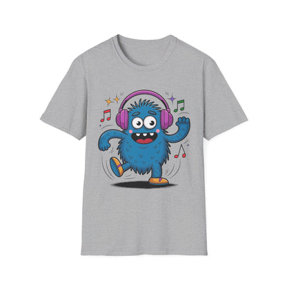 Dancing Monster Music T-Shirt - Fun Graphic Tee for Kids and Adults, Perfect Gift for Music Lovers, Parties, or Casual Wear