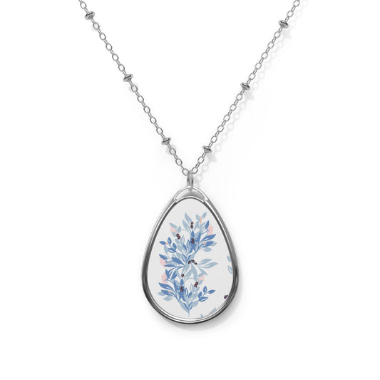 Elegant Floral Oval Necklace, Nature-Inspired Jewelry, Gift for Her, Birthday Necklace, Minimalist Pendant, Mother's Day Gift