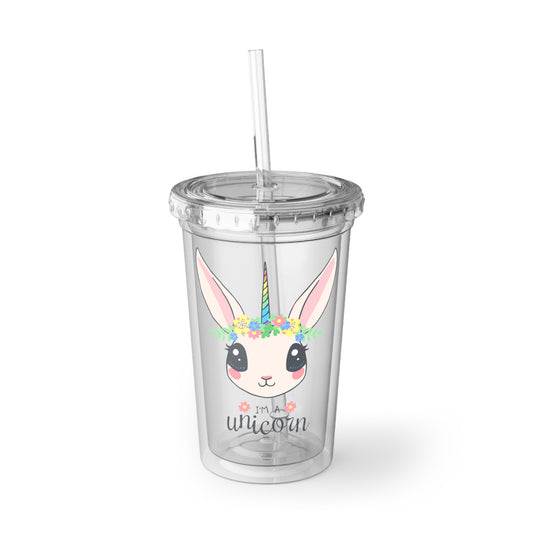 Cute Unicorn Acrylic Cup, Fun Travel Tumbler for Kids, Perfect Party Favor, Easter Gift, Summer Drinkware