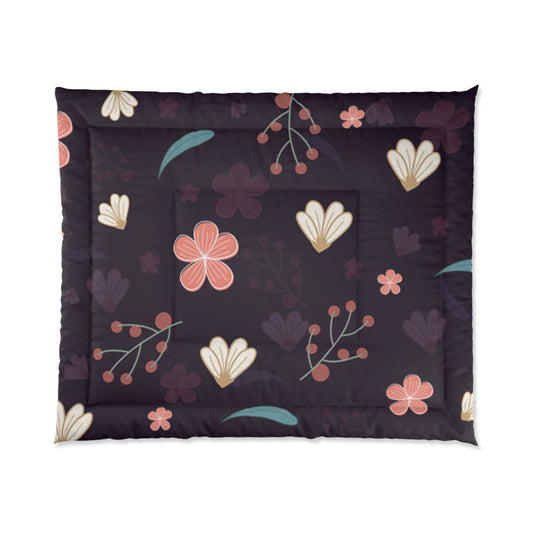 Floral Pattern Comforter | Cozy Bedding for Home, Bohemian Decor, Gift for Her, Spring Collection, Bedroom Makeover