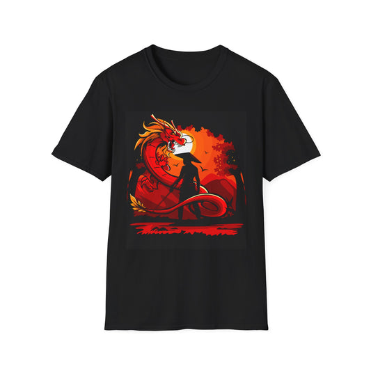 Dragon Dance Unisex Softstyle T-Shirt, Casual Graphic Tee, Anime Inspired Top, Gift for Fans, Everyday Wear