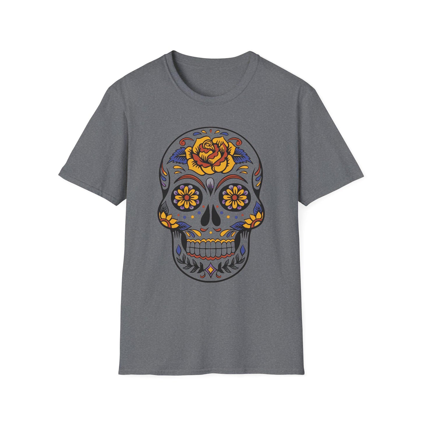 Skull Floral Unisex T-Shirt | Boho Tee, Day of the Dead Gift, Casual Wear, Festival Apparel, Vintage Style Shirt