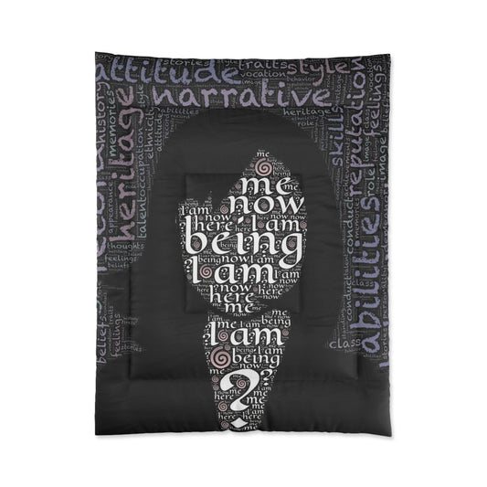 Who an I? Comforter with Motivational Quotes, Cozy Bedding for Home Decor, Perfect for Self-Care, Gifts for Him/Her, Bedroom Makeover
