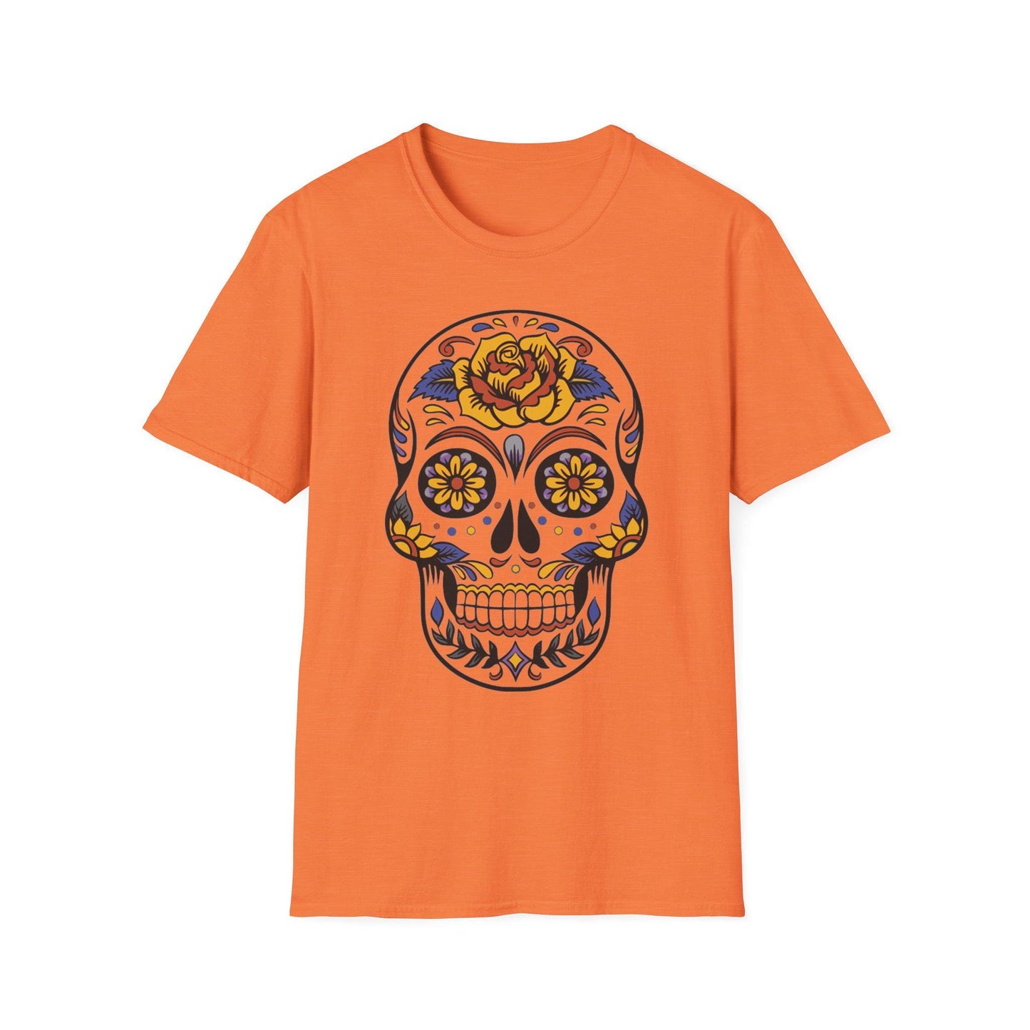 Skull Floral Unisex T-Shirt | Boho Tee, Day of the Dead Gift, Casual Wear, Festival Apparel, Vintage Style Shirt