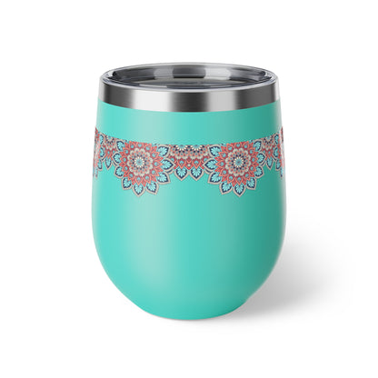 Insulated Copper Travel Mug with Floral Design, Perfect for Coffee, Tea, Gifts, Camping, Winter, Outdoor Adventures, Home Decor