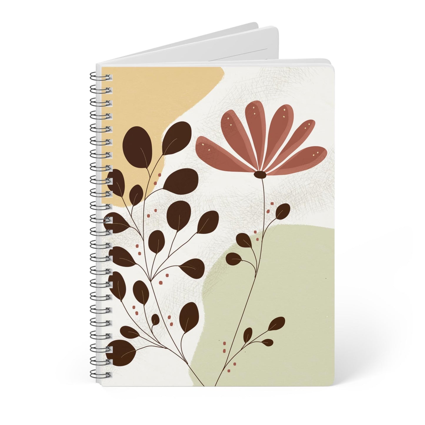 Artistic A5 Wirobound Notebook, Floral Journal for Note Taking, Sketching, Doodling, Gift for Writers, Nature Lovers, School Supplies