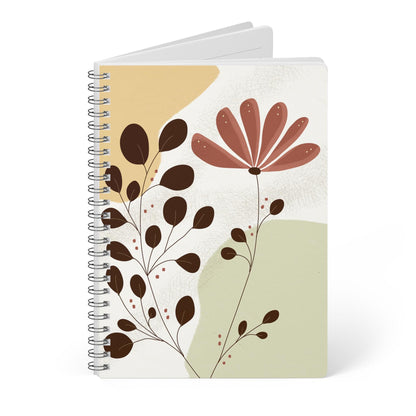 Artistic A5 Wirobound Notebook, Floral Journal for Note Taking, Sketching, Doodling, Gift for Writers, Nature Lovers, School Supplies