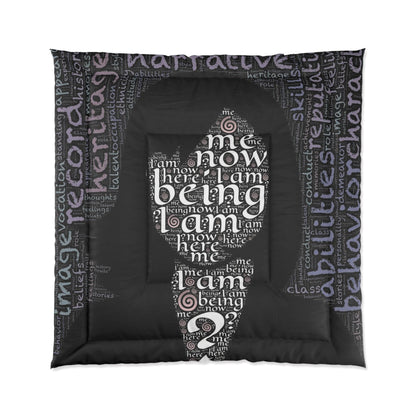 Who an I? Comforter with Motivational Quotes, Cozy Bedding for Home Decor, Perfect for Self-Care, Gifts for Him/Her, Bedroom Makeover