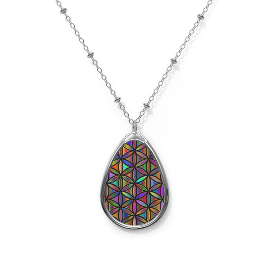 Geometric Oval Necklace, Modern Jewelry Gift, Bohemian Style Pendant, Unique Statement Piece, Trendy Accessory for Her