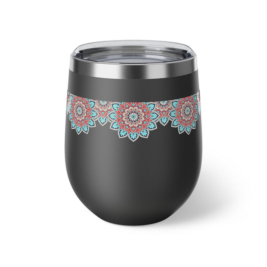 Insulated Copper Travel Mug with Floral Design, Perfect for Coffee, Tea, Gifts, Camping, Winter, Outdoor Adventures, Home Decor