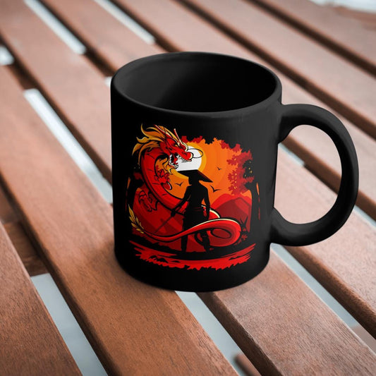 Mystical Dragon Black Mug - Perfect Gift for Fantasy Lovers, Unique Coffee Cup, Dragon Art Ceramic Mug, Ideal for Home or Office, Great for