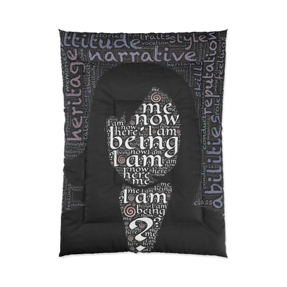 Who an I? Comforter with Motivational Quotes, Cozy Bedding for Home Decor, Perfect for Self-Care, Gifts for Him/Her, Bedroom Makeover