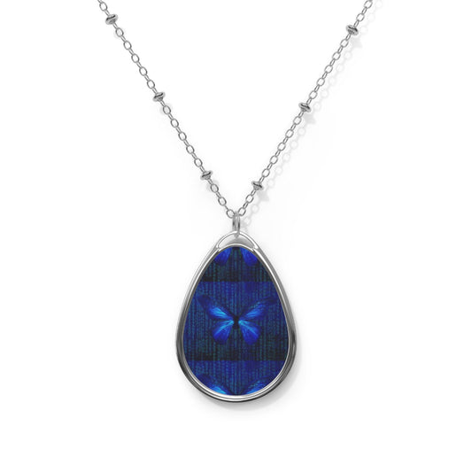 Oval Necklace with Butterfly Design, Dainty Jewelry for Women, Unique Gift for Her, Birthday, Anniversary, Special Occasions