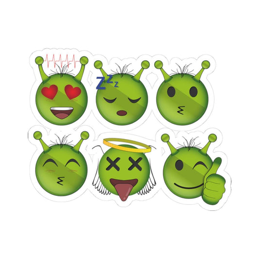 Alien Emoji Kiss-Cut Stickers, Fun Laptop Decals, Kids Room Decor, Party Favors, Gifts for Sticker Lovers