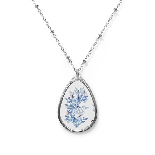 Elegant Floral Oval Necklace, Nature-Inspired Jewelry, Gift for Her, Birthday Necklace, Minimalist Pendant, Mother's Day Gift