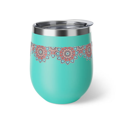 Insulated Copper Travel Mug with Floral Design, Perfect for Coffee, Tea, Gifts, Camping, Winter, Outdoor Adventures, Home Decor