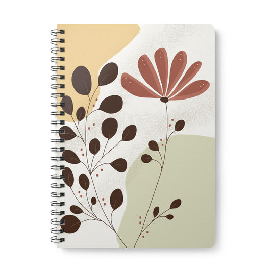 Artistic A5 Wirobound Notebook, Floral Journal for Note Taking, Sketching, Doodling, Gift for Writers, Nature Lovers, School Supplies