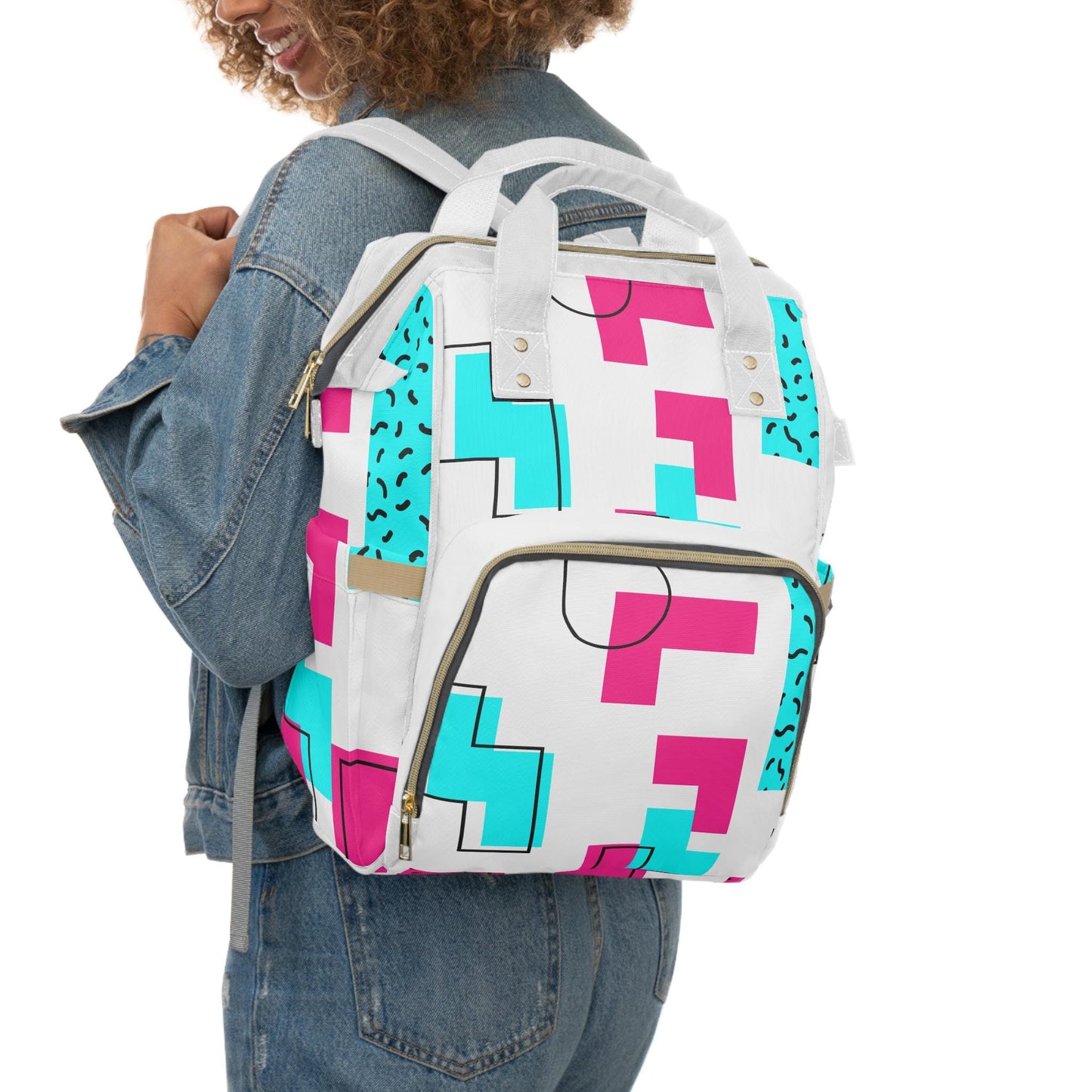Colorful Multifunctional Diaper Backpack | Stylish Baby Bag, Modern Diaper Bag, Trendy Backpack for New Parents, Multi-use Travel Bag, [...]