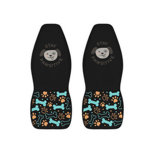 Pet-Friendly Polyester Car Seat Covers - Stay Pawsitive, Dog Lover Gifts, Car Accessories, Dog Themed Decor, Pet Travel Essentials