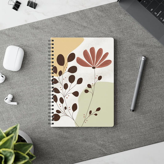Artistic A5 Wirobound Notebook, Floral Journal for Note Taking, Sketching, Doodling, Gift for Writers, Nature Lovers, School Supplies